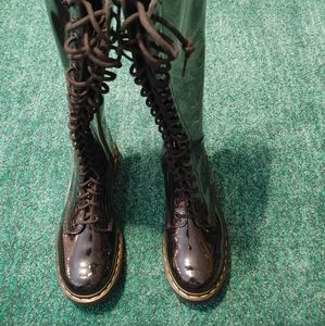 Black patent knee high Doc Marten Boot
